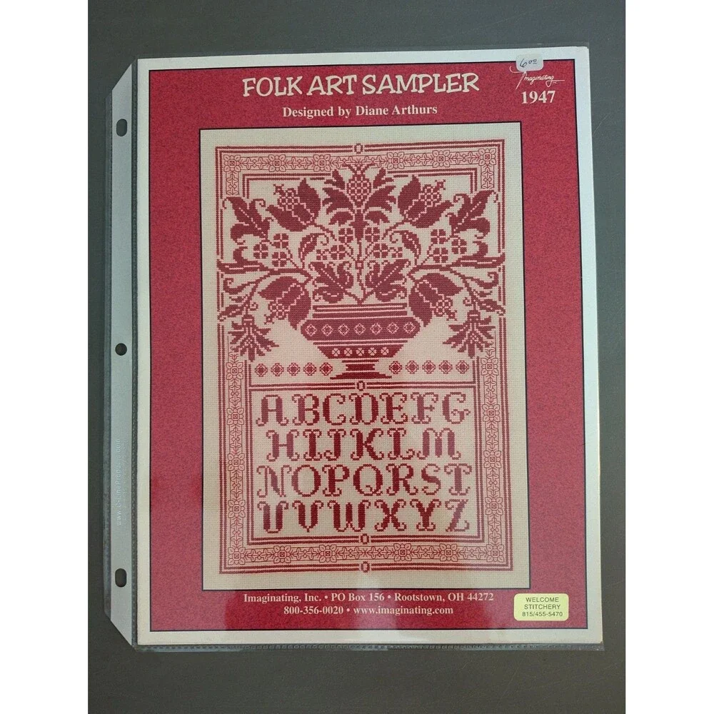Imaginating FOLK ART SAMPLER Cross Stitch Pattern Leaflet Diane Arthurs 1947